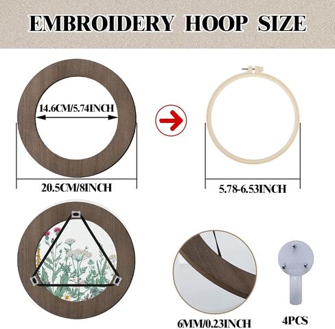 4 Pcs Wood Embroidery Hoop Frame 6 Inch Round Wooden Embroidery Frame Wood Display Frame Circle for Finished Cross Stitch Hoop DIY Art Craft Sewing Ornaments in Saudi Arabia