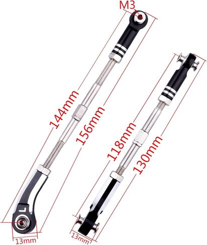 Aluminum Steering Camber Link Set Toe Link Steering Linkage Turnbuckles and Camber Links for Arrma 1/8 Kraton/Notorious 6S BLX Upgrades Parts (Black) in Saudi Arabia