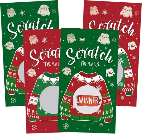 Funrous Christmas Scratch Off Cards Sweater Christmas Game Scratch Cards Ugly Sweater Xmas Scratch Off Game Cards Winner You Lose for Winter Holiday Xmas Party Games Supplies (50 Pcs) in Saudi Arabia