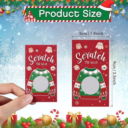 Funrous Christmas Scratch Off Cards Sweater Christmas Game Scratch Cards Ugly Sweater Xmas Scratch Off Game Cards Winner You Lose for Winter Holiday Xmas Party Games Supplies (50 Pcs) in Saudi Arabia