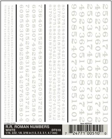R.R. Roman Nos. white Dry Transfer Decals Woodland Scenics in Saudi Arabia