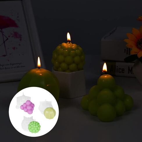 قالب شمعة AOOWU، عبوتان من قوالب صنع صابون الشموع مع 15 قطعة من فتائل الشموع وحامل فتائل غير القابل للصدأ، قوالب شموع سيليكون اسطوانة ثلاثية الأبعاد، قالب خبز الحلوى لتزيين الحفلات بنفسك in Kuwait