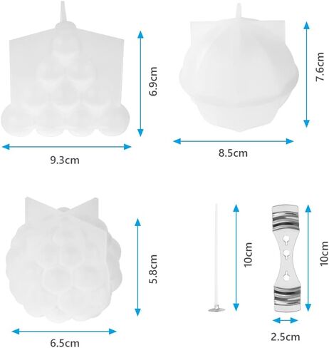 قالب شمعة AOOWU، عبوتان من قوالب صنع صابون الشموع مع 15 قطعة من فتائل الشموع وحامل فتائل غير القابل للصدأ، قوالب شموع سيليكون اسطوانة ثلاثية الأبعاد، قالب خبز الحلوى لتزيين الحفلات بنفسك in Kuwait