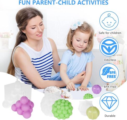 قالب شمعة AOOWU، عبوتان من قوالب صنع صابون الشموع مع 15 قطعة من فتائل الشموع وحامل فتائل غير القابل للصدأ، قوالب شموع سيليكون اسطوانة ثلاثية الأبعاد، قالب خبز الحلوى لتزيين الحفلات بنفسك in Kuwait