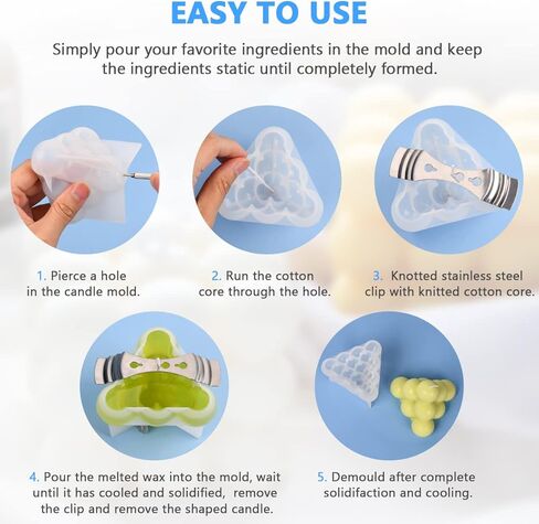 قالب شمعة AOOWU، عبوتان من قوالب صنع صابون الشموع مع 15 قطعة من فتائل الشموع وحامل فتائل غير القابل للصدأ، قوالب شموع سيليكون اسطوانة ثلاثية الأبعاد، قالب خبز الحلوى لتزيين الحفلات بنفسك in Kuwait
