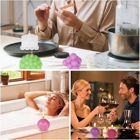 قالب شمعة AOOWU، عبوتان من قوالب صنع صابون الشموع مع 15 قطعة من فتائل الشموع وحامل فتائل غير القابل للصدأ، قوالب شموع سيليكون اسطوانة ثلاثية الأبعاد، قالب خبز الحلوى لتزيين الحفلات بنفسك in Kuwait