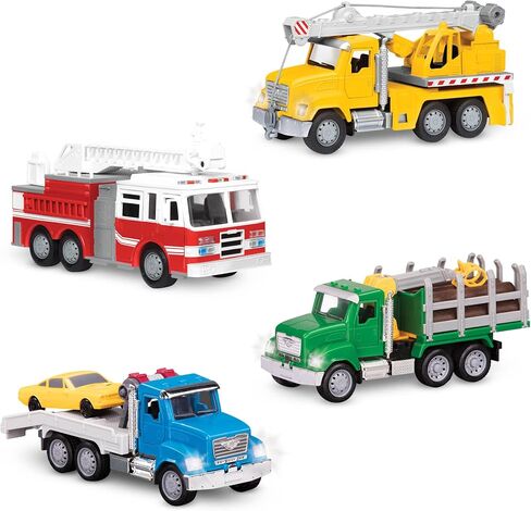 Driven by Battat – Construction Vehicles for Kids – Toddler Trucks – Set of 4 Toy Trucks – Lights & Sounds Cars & Trucks – Micro Fleet – 3 Years + in Saudi Arabia