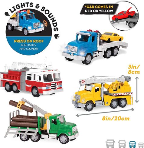 Driven by Battat – Construction Vehicles for Kids – Toddler Trucks – Set of 4 Toy Trucks – Lights & Sounds Cars & Trucks – Micro Fleet – 3 Years + in Saudi Arabia