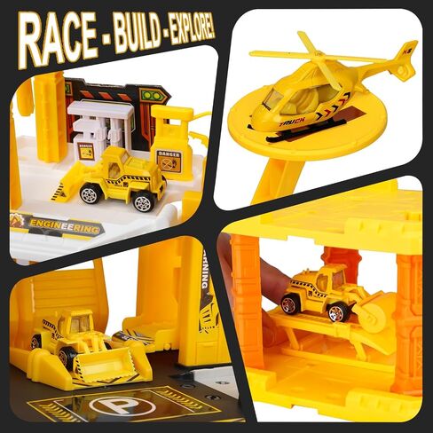 TOY Life Construction Toys Set - Toy Construction Vehicles with Toy Trucks for 3 4 5 6 Year Old Boys - Toy Car Garage Construction Trucks for Kids Construction Toys with Race Track in Saudi Arabia
