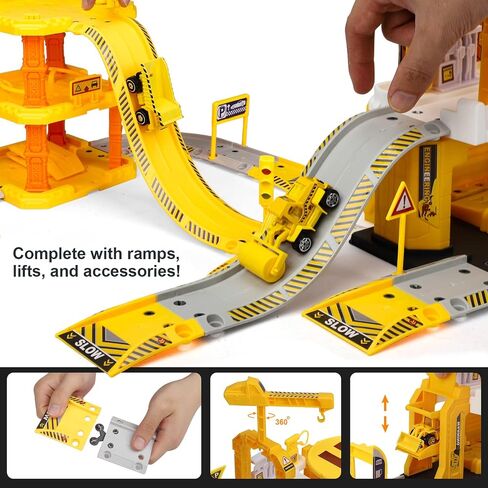 TOY Life Construction Toys Set - Toy Construction Vehicles with Toy Trucks for 3 4 5 6 Year Old Boys - Toy Car Garage Construction Trucks for Kids Construction Toys with Race Track in Saudi Arabia