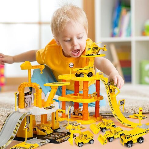TOY Life Construction Toys Set - Toy Construction Vehicles with Toy Trucks for 3 4 5 6 Year Old Boys - Toy Car Garage Construction Trucks for Kids Construction Toys with Race Track in Saudi Arabia