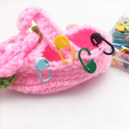 Fbshicung 260Pcs Mix Color Knitting Stitch Counter Crochet Locking Stitch Markers Stitch Needle Clip Knitting Crochet Markers DIY Craft Plastic Safety Pins in Saudi Arabia