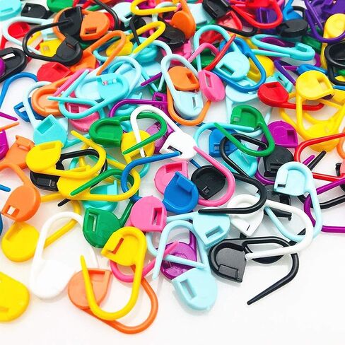 Fbshicung 260Pcs Mix Color Knitting Stitch Counter Crochet Locking Stitch Markers Stitch Needle Clip Knitting Crochet Markers DIY Craft Plastic Safety Pins in Saudi Arabia