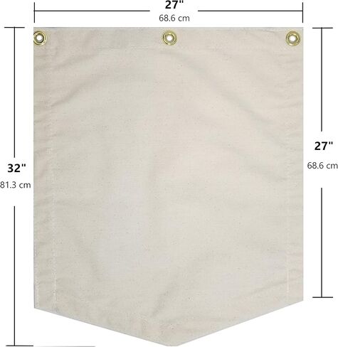 لافتة من القماش الكتاني باللون الأبيض، مقاس 68.58 سم × 81.28 سم، على شكل درع قابل للطلاء، مقاس 283.58 جم، من قماش قطني طبيعي غير مكتمل، مزود بحلقات معدنية، لوازم فنية لفصول مدرسي فني، صناعة يدوية in Kuwait