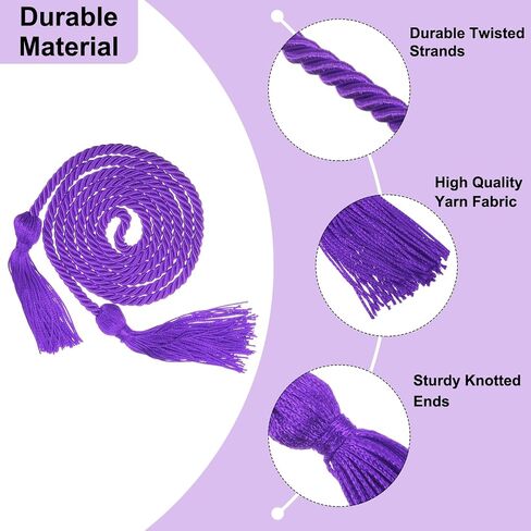 uxcell 2Pcs Graduation Honor Cord 67" with Tassel Polyester Braided Honor Cord Graduation Ropes for Graduation Party Ceremonies Graduates (Black) in Kuwait