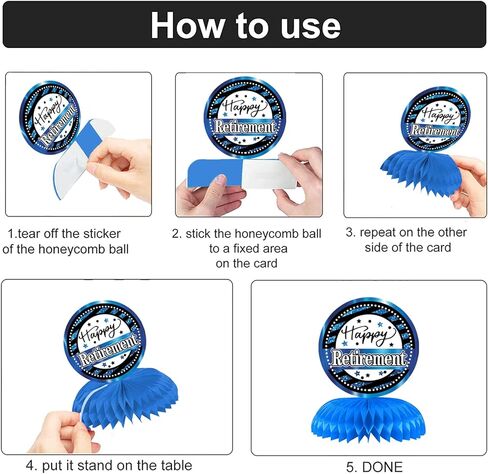 VANQOU 8PCS Retirement Party Decorations Retirement Party Centerpiece Honeycomb Glitter Blue Party Decorations for Happy Retirement Party Supplies for Men and Women in Kuwait