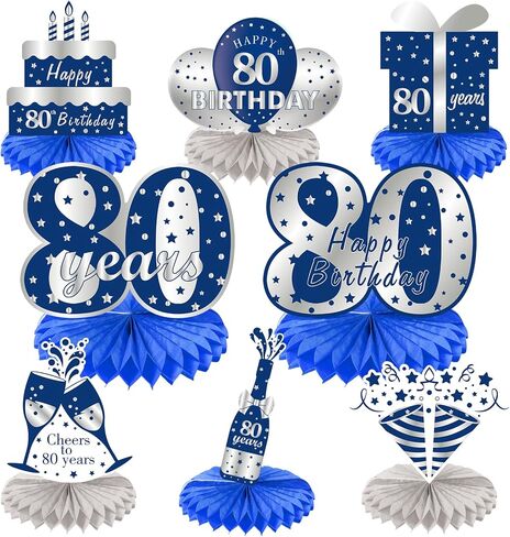 8 قطع زينة عيد الميلاد الثمانين للرجال من مجموعة قرص العسل لعيد الميلاد 80، لوازم حفلات طاولة عيد الميلاد 80 عيد ميلاد سعيد، من ثمانين إلى 80 عاماً ديكور in Kuwait