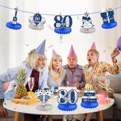 8 قطع زينة عيد الميلاد الثمانين للرجال من مجموعة قرص العسل لعيد الميلاد 80، لوازم حفلات طاولة عيد الميلاد 80 عيد ميلاد سعيد، من ثمانين إلى 80 عاماً ديكور in Kuwait