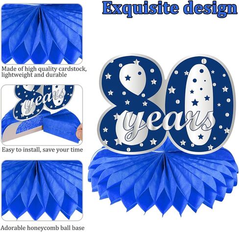 8 قطع زينة عيد الميلاد الثمانين للرجال من مجموعة قرص العسل لعيد الميلاد 80، لوازم حفلات طاولة عيد الميلاد 80 عيد ميلاد سعيد، من ثمانين إلى 80 عاماً ديكور in Kuwait