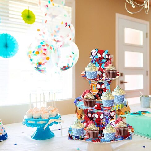 Spidey Cupcake Stands Birthday Party Supplies,Dessert Stand Cupcake Tower Decoration Supplies for Kids Party Supply in Kuwait