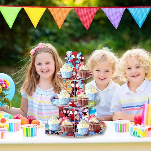 Spidey Cupcake Stands Birthday Party Supplies,Dessert Stand Cupcake Tower Decoration Supplies for Kids Party Supply in Kuwait