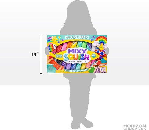 عبوة فاخرة من Mixy Squish Made by Me Deluxe Pack من Horizon Group USA، تتضمن 596.98 جم من الطين الجاف بالهواء النسيجي، واللعب الحسي، و14 أداة نحت و3 قوالب مزدوجة الجوانب، ورخام وأنسجة مقرمشة جافة in Kuwait