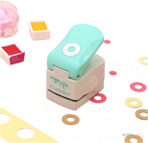 Craftelier - Circle and Reinforcing Ring Punch with Snap Lever Ideal for Paper | Specially for Scrapbooking and Craft Projects | Size Outer Diameter 1.40 cm (0.55") and Inner 0.63 cm (0.25") in Saudi Arabia