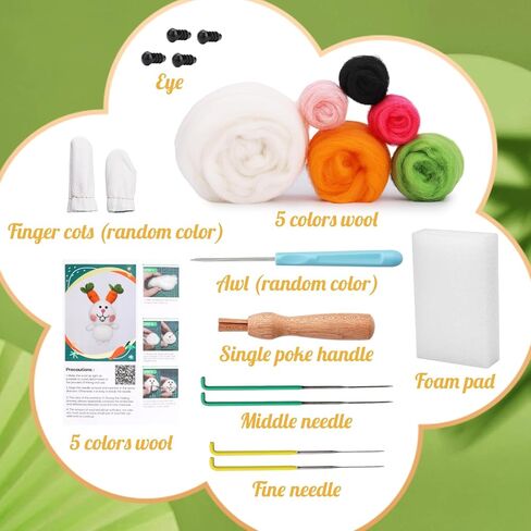 Ftyiwu Needle Felting Kit, Cute Animal Needle Felting kit, Needle Felting Starter Kit, DIY Animal Crafts, Home Decoration Birthday Gifts in Kuwait