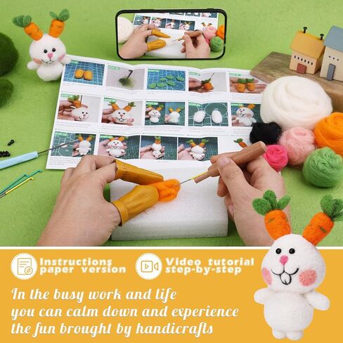 Ftyiwu Needle Felting Kit, Cute Animal Needle Felting kit, Needle Felting Starter Kit, DIY Animal Crafts, Home Decoration Birthday Gifts in Kuwait