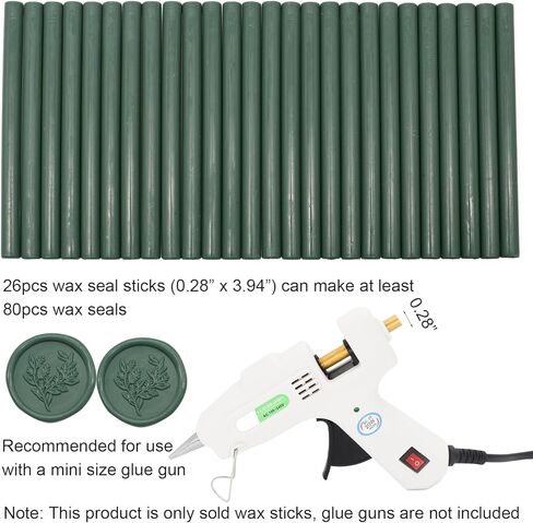 Sage Green Wax Seal Sticks 26pcs, Andotopee Glue Gun Wax Seal Sticks for Wax Seal Stamp, Premium Sealing Wax for Envelope Letter Seal Wedding Invation Craft Adhesive, Great Gift Ideas (Mini Size) in Kuwait