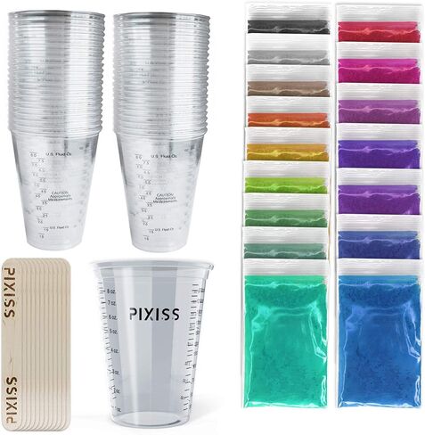 Disposable Epoxy Resin Mixing Cups Clear Plastic 10-Ounce 20-Pack, 15 Pack Mica Powders, 20 Mixing Sticks in Saudi Arabia