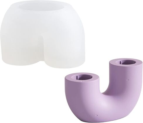 Creative Candle Holder Cement Mold for Silicone Concrete Candlestick Making Mould Modern Design Craft Home Decorations in Kuwait