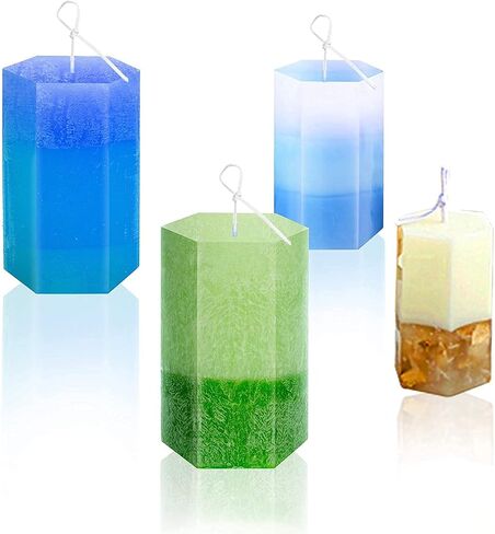 Tvoip 2pcs Silicone Candle Molds for Candle Making, Cylinder Hexagon Candle Molds for Making Aromatherapy Candles DIY Casting Epoxy Mold for Resin, Soap, Flower Specimen, Insect Specimen, Clay Craft in Saudi Arabia