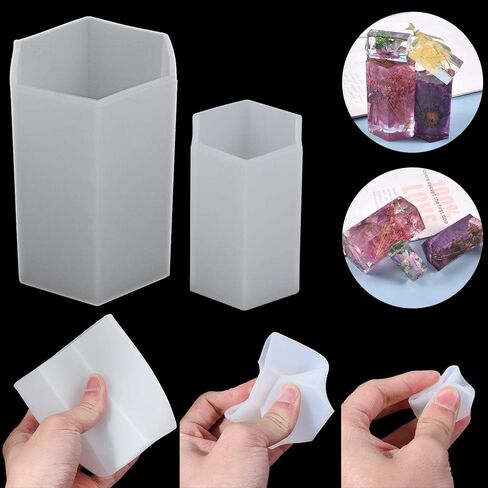 Tvoip 2pcs Silicone Candle Molds for Candle Making, Cylinder Hexagon Candle Molds for Making Aromatherapy Candles DIY Casting Epoxy Mold for Resin, Soap, Flower Specimen, Insect Specimen, Clay Craft in Saudi Arabia