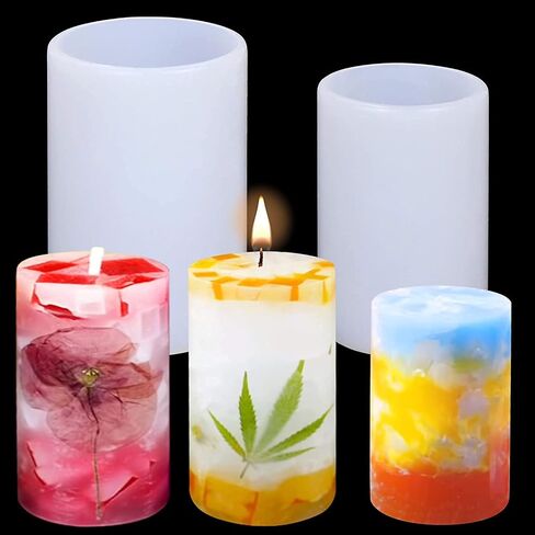 Tvoip 2pcs Silicone Candle Molds for Candle Making, Cylinder Hexagon Candle Molds for Making Aromatherapy Candles DIY Casting Epoxy Mold for Resin, Soap, Flower Specimen, Insect Specimen, Clay Craft in Saudi Arabia