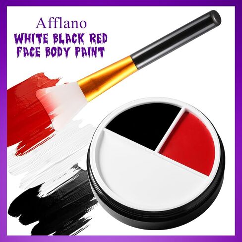 Scary Clown Makeup Black White Red Face Body Paint Cream with Brush, Special Effect SFX Halloween Makeup Kit Face Paint for Professional Halloween Joker Clown Makeup,Cream Oil Face Painting in Kuwait