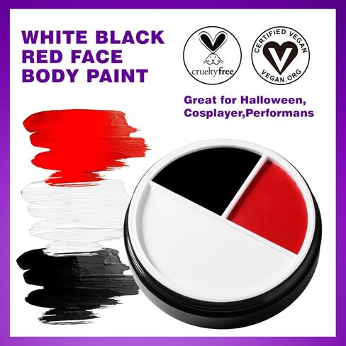Scary Clown Makeup Black White Red Face Body Paint Cream with Brush, Special Effect SFX Halloween Makeup Kit Face Paint for Professional Halloween Joker Clown Makeup,Cream Oil Face Painting in Kuwait