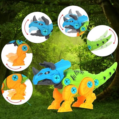 ألعاب ديناصور تيك أبارت للأطفال من سانكو مجموعة ألعاب بناء ديناصور تعليمية من 4 قطع ديناصورات مع أدوات بناء وهندسة تعليمية للأطفال من سن 3 إلى 8 سنوات in Kuwait