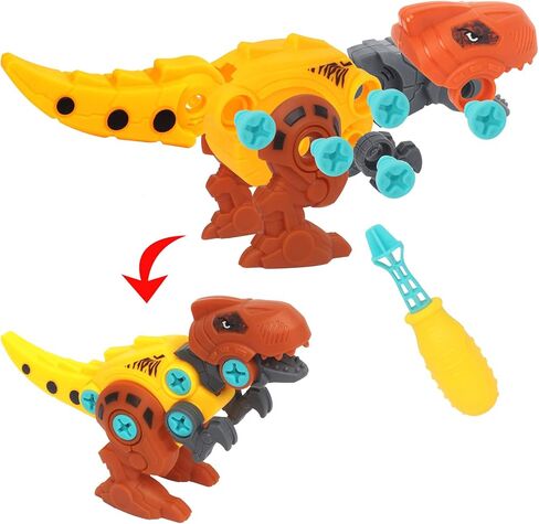 ألعاب ديناصور تيك أبارت للأطفال من سانكو مجموعة ألعاب بناء ديناصور تعليمية من 4 قطع ديناصورات مع أدوات بناء وهندسة تعليمية للأطفال من سن 3 إلى 8 سنوات in Kuwait