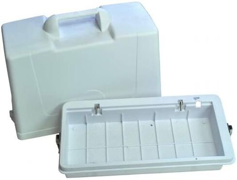 حقيبة حمل ماكينة الخياطة ذات السرير المسطح الصلب من كينمور 97081، فتحة مقاس 16.75 × 7.125 بوصة لآلة الخياطة المسطحة ذات الزاوية المربعة القديمة، تناسب سيرز ما قبل عام 1980 كينمور 158. نماذج، دوارة محلية بيضاء قبل عام 1960 in Kuwait