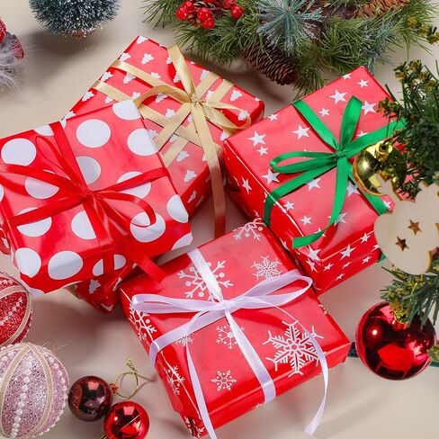 Xinnun 200 Yards Christmas Satin Ribbon Wrapping Ribbon 8 Rolls Christmas Polyester Ribbon 3/8 Inch Silk Ribbon for Christmas Party Decoration DIY Crafts Supplies (Orange, Black, Purple, Green) in Kuwait