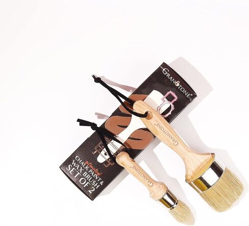 Granotone Chalk and Wax Paint Brush Set | 1Pc Painting Brush with Natural Bristles & Wooden Handle | Professional Round Paint Brush for Wood, Furniture, Home Decor, DIY Projects,60cm in Kuwait