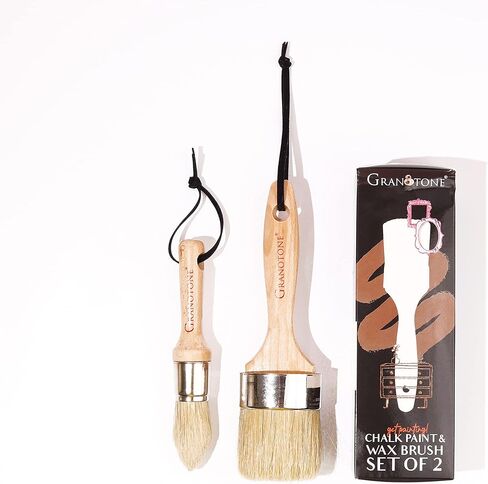 Granotone Chalk and Wax Paint Brush Set | 1Pc Painting Brush with Natural Bristles & Wooden Handle | Professional Round Paint Brush for Wood, Furniture, Home Decor, DIY Projects,60cm in Kuwait