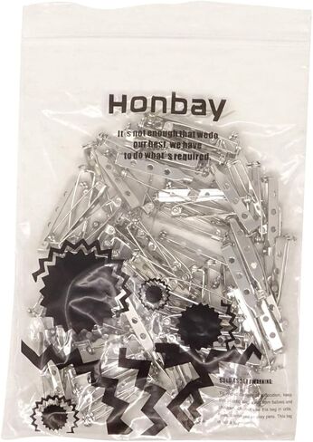 Honbay 100 قطعة دبوس فضي اللون يدعم دبابيس السلامة بروش دبابيس شريط دبابيس للحرف اليدوية (32 مم) in Kuwait