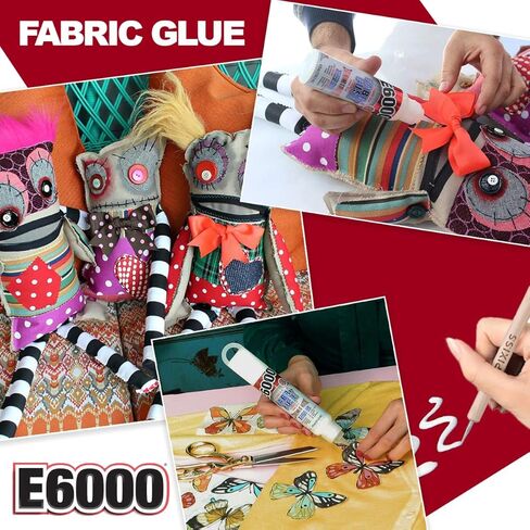 E6000 Glue Fabri-Fuse Fabric Glue Adhesive - 4 fl oz Shelf Bottle - with Pixiss Accessories Needle Tip Tweezers, and 2 Jewel Picker Pencils in Kuwait