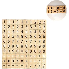 Vos Risus 100 PCS Wood Scrabble Tiles Numbers and Symbols for Crafts - DIY Wood Gift Decoration-Child Education Mathematical Calculation in Saudi Arabia