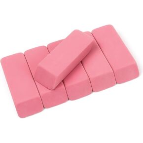 Tamaki Erasers, Pink Pencil Erasers for Drawing, Artist Eraser, Large, Pack of 6