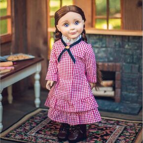 The Queen's Treasures 18 Inch Doll Clothes, Little House on The Prairie Authentic Laura Ingalls Red Check Dress Outfit, Compatible for Use with American Girl Dolls in Kuwait