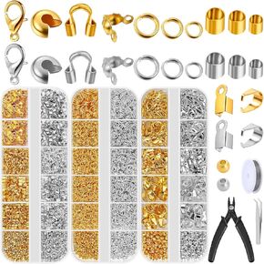 مجموعة 3180 قطعة من الخرز المجعد لمستلزمات صناعة المجوهرات، وخرز التجعيد، وأغطية التجعيد، وأنابيب التجعيد وحاميات الأسلاك، ومشابك جراد البحر، وحلقات القفز، وكماشة تجعيد وسلك خرز لصنع المجوهرات in Kuwait