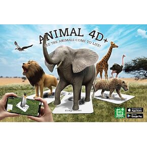 Octagon Studio Animal 4D+ Augmented Reality Cards Learn Alphabet, Language, and Wildlife with 26 Interactive Flashcards, Free App, and 5 Bonus Food Cards